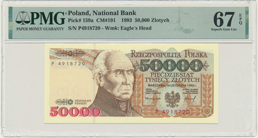 Banknot 50.000 złotych 1993 – P – PMG 67 EPQ