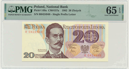 Banknot 20 złotych 1982 – R – PMG 65 EPQ