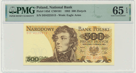 Banknot 500 złotych 1982 – DD – PMG 65 EPQ