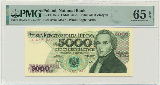 Banknot 5.000 złotych 1982 – BY – PMG 65 EPQ