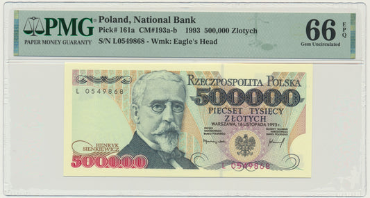 Banknot 500.000 złotych 1993 – L – PMG 66 EPQ