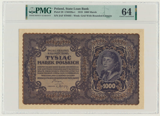 Banknot 1.000 marek 1919 – III Serja AF – PMG 64