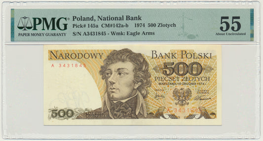 Banknot 500 złotych 1974 – A – PMG 55