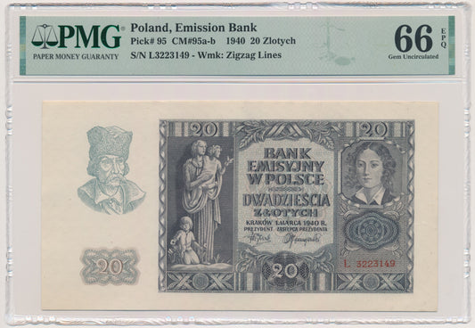 20 złotych 1940 – L – PMG 66 EPQ