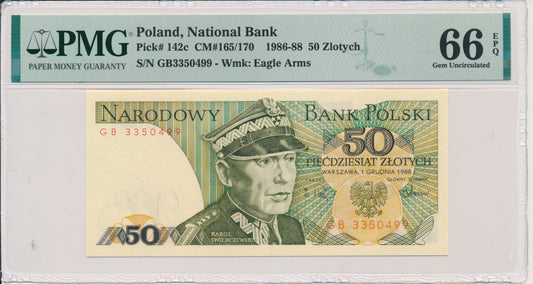 Banknot 50 złotych 1988 – GB – PMG 66 EPQ