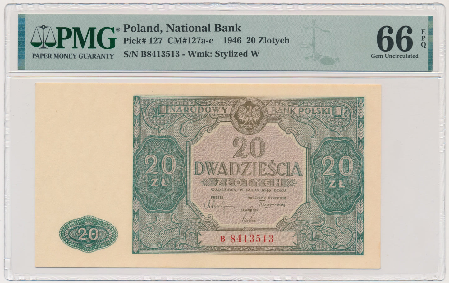 20 złotych 1946 – B – PMG 66 EPQ