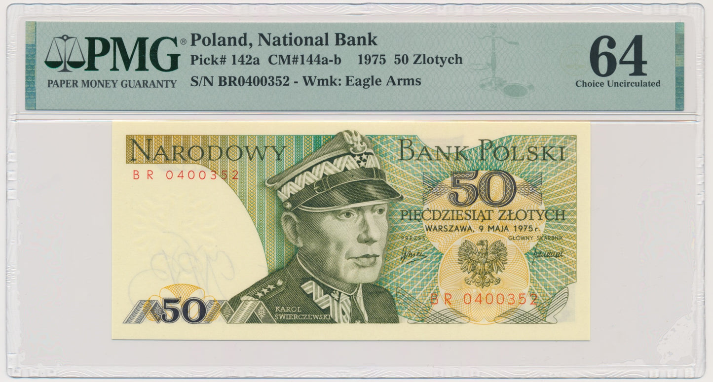 50 złotych 1975 – BR – PMG 64