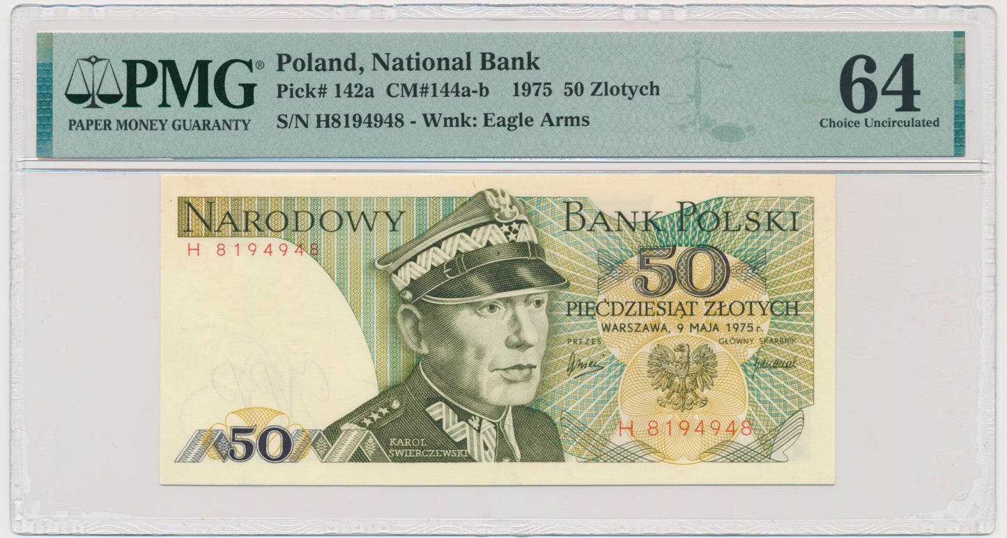 50 złotych 1975 – H – PMG 64