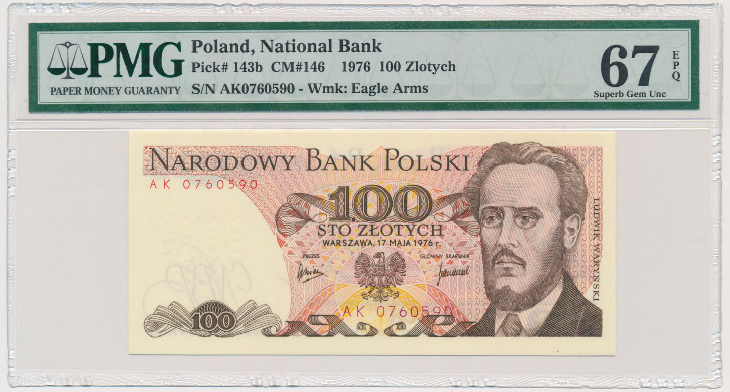 100 złotych 1976 – AK – PMG 67 EPQ