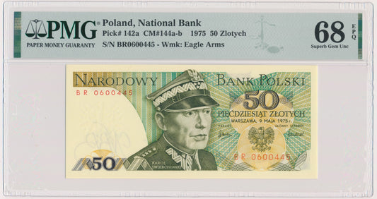 Banknot 50 złotych 1975 – BR – PMG 68 EPQ