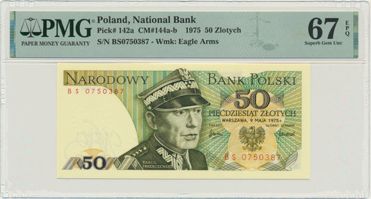 Banknot 50 złotych 1975 – BS – PMG 67 EPQ