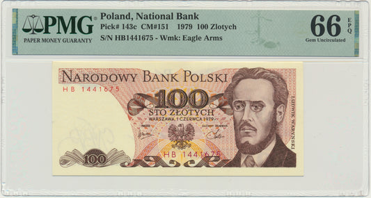 Banknot 100 złotych 1979 – HB – PMG 66 EPQ