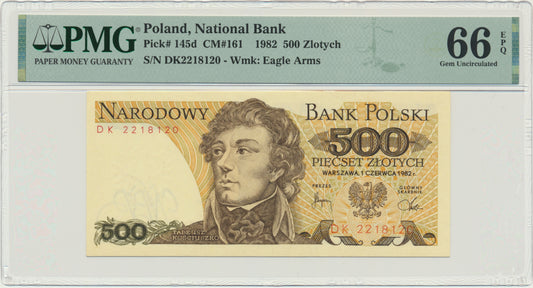 Banknot 500 złotych 1982 – DK – PMG 66 EPQ