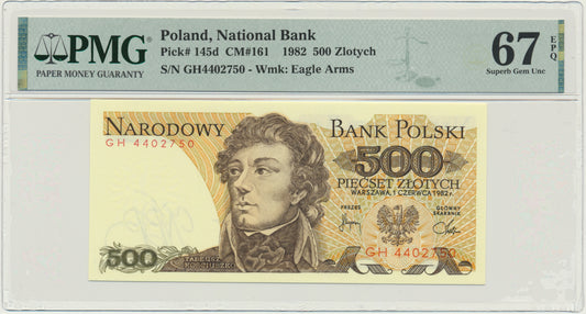 Banknot 500 złotych 1982 – GH – PMG 67 EPQ