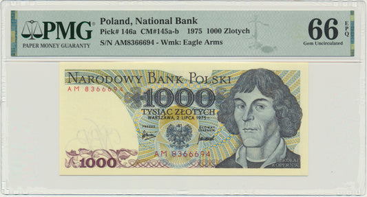 Banknot 1.000 złotych 1975 – AM – PMG 66 EPQ