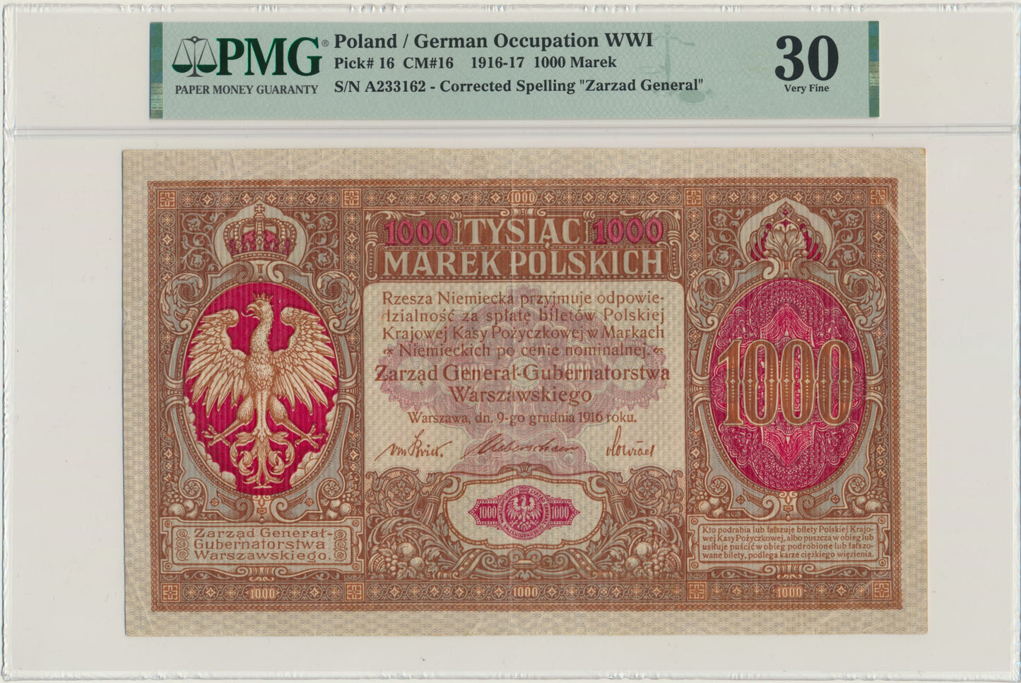 Banknot 1.000 marek 1916-17 – Generał – PMG 30